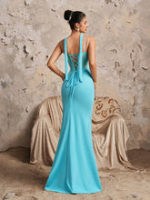 New Deep V-Neck Sexy Spaghetti Strap Lace Patchwork Mermaid Ruffle Split Maxi Bridesmaid Dress